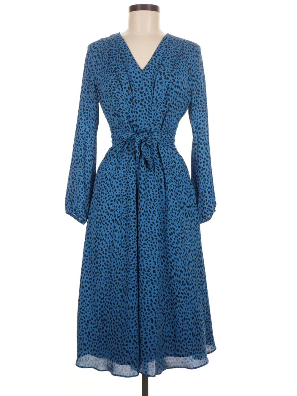 NWOT Ann Taylor Blue Printed Wrap Midi Dress, Size 0